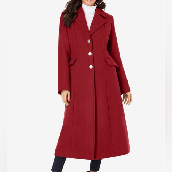 Roaman's Long Wool-Blend Coat - Picture 1 of 9